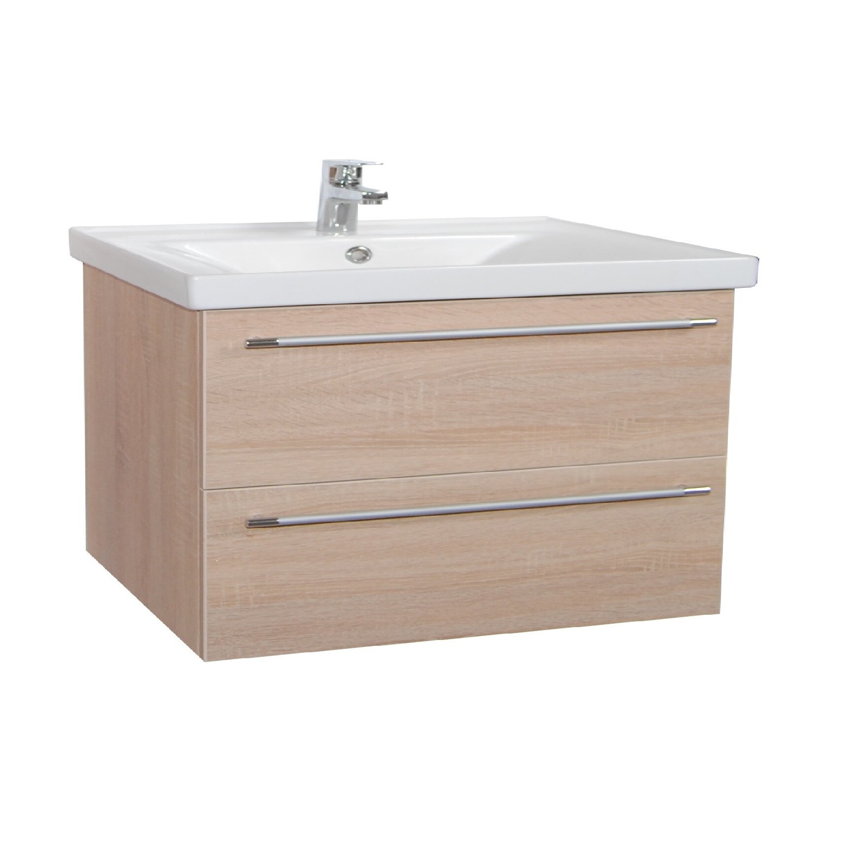 Baza mobilier si lavoar suspendat Badenmob 754, 2 sertare, ABS, PAL, 54x80x45.5 cm, Sonoma