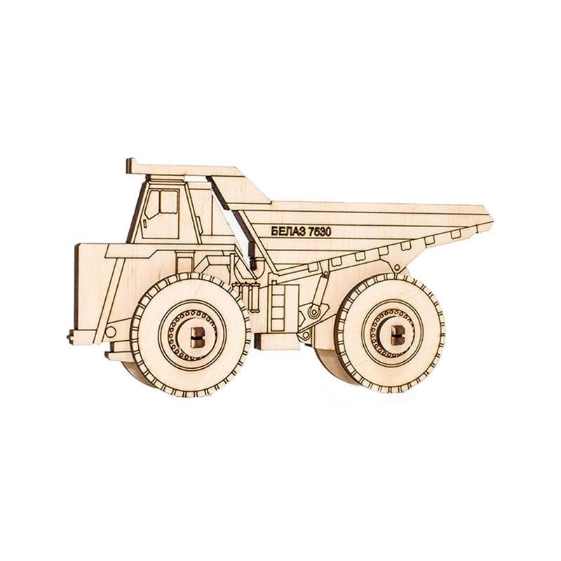 Set constructie mini cu mecanism Puzzle 3D BELAZ 2D din lemn 16 piese @ EWA