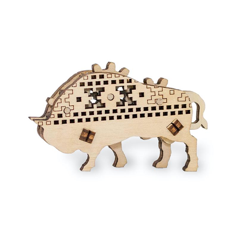 Set constructie mini cu mecanism Puzzle 3D EWICK: ZUBR din lemn 11 piese @ EWA