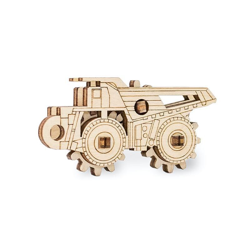 Set constructie mini cu mecanism Puzzle 3D EWICK: BELAZ din lemn 10 piese @ EWA