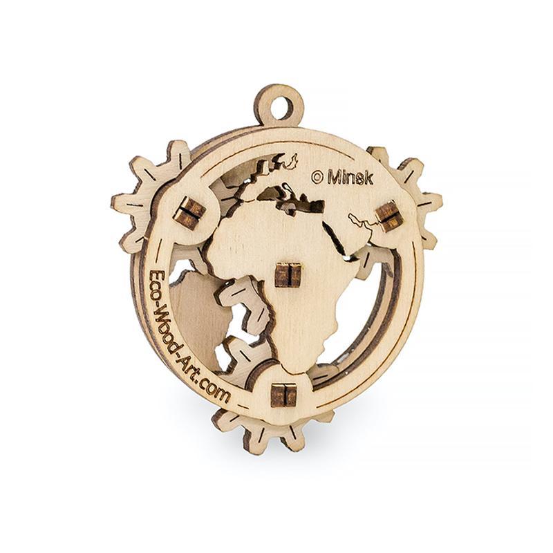 Set constructie mini cu mecanism Puzzle 3D EWICK: GLOBE din lemn 14 piese @ EWA