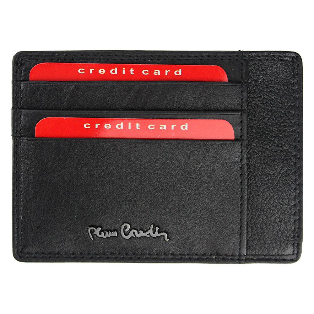 Port card barbati din piele naturala Pierre Cardin GPB027, Negru