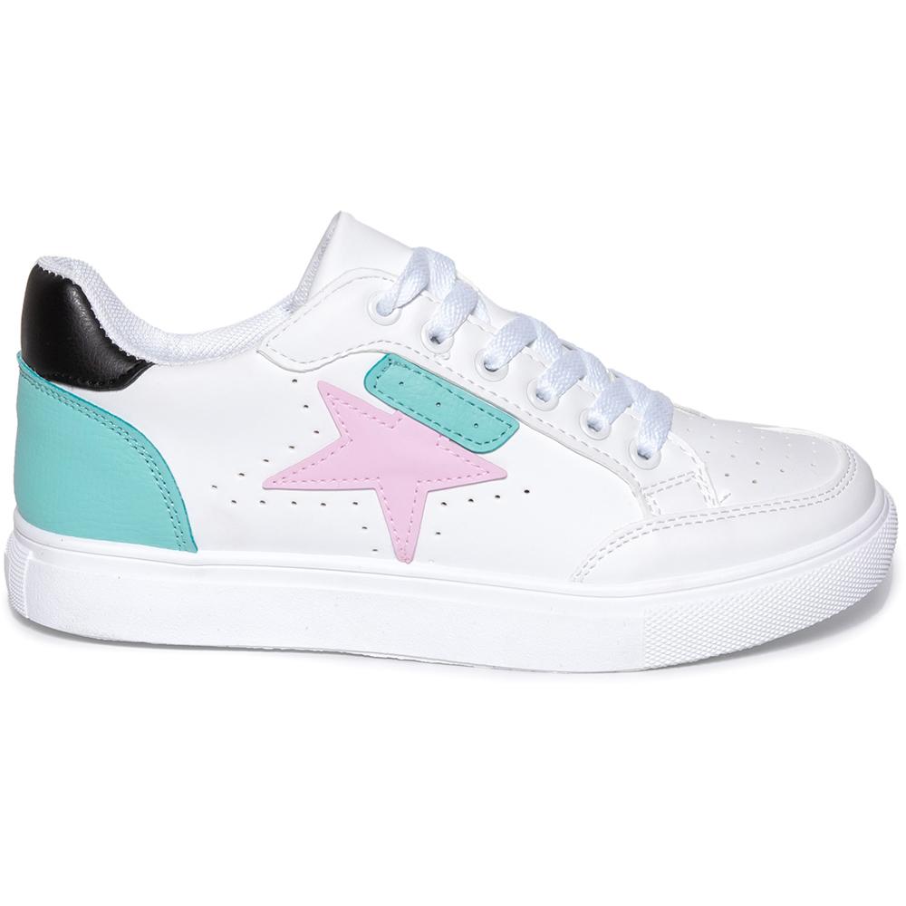Pantofi sport dama Mika, Alb/Verde, Alb