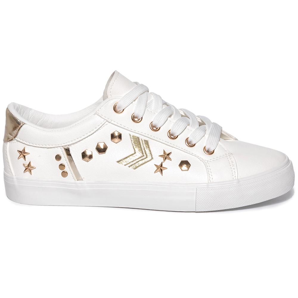 Pantofi sport dama Dabria, Alb/Auriu, Alb