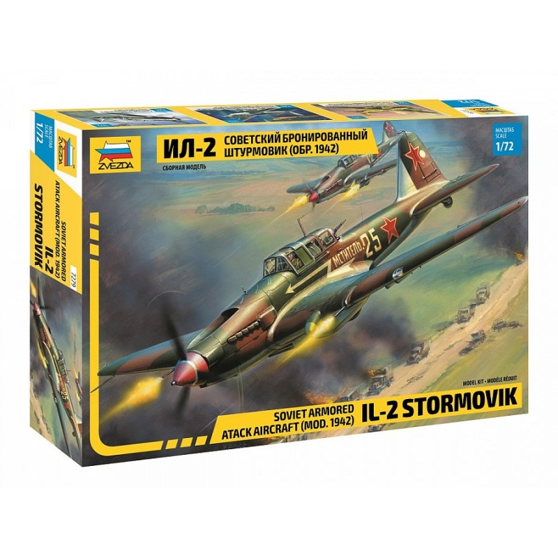 Macheta aeromodele Zvezda Soviet Armored Attack Aircraft IL-2 Stormovik mod.1942 1:72 ZVEZ 7279