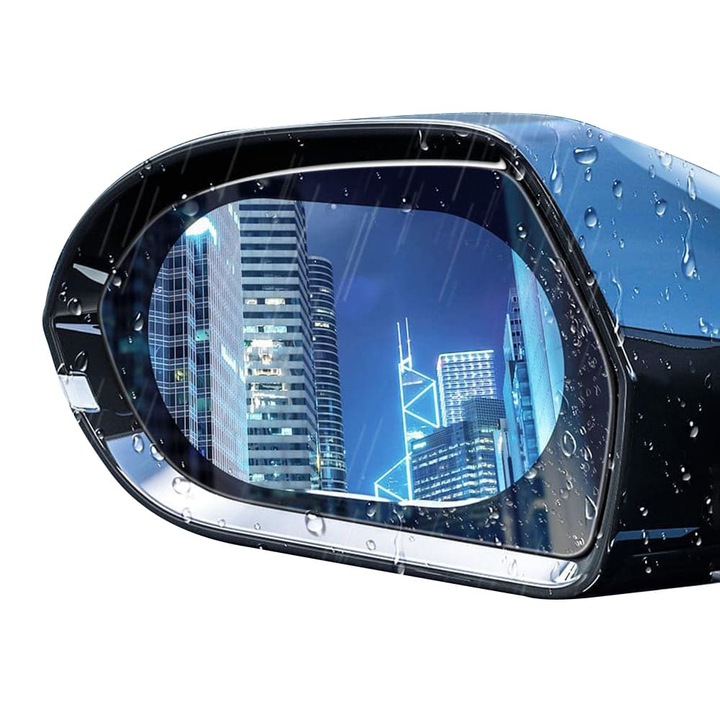 Комплект от 2 x Optim Solution Premium View защитно фолио за огледалото Anti-Fog, Anti-Rain, Anti-Scratch, 100 x 145mm, Прозрачен