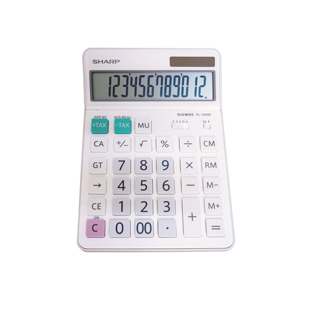 Calculator birou Sharp cu 12 digiti, 340w, alb
