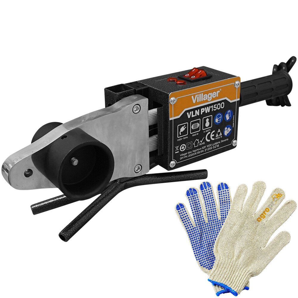 Aparat de sudura tevi plastic Villager VLN PW 1500, temperatura 300 grade, putere 1500W, manusi protectie AgroPro