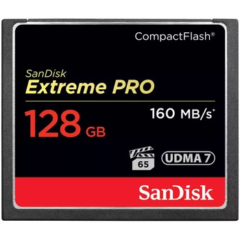 Card de memorie SanDisk compact flash Extreme Pro 128 GB, UDMA 7, 160 MB/s Card de memorie SanDisk compact flash Extreme Pro 128 GB, UDMA 7, 160 MB/s