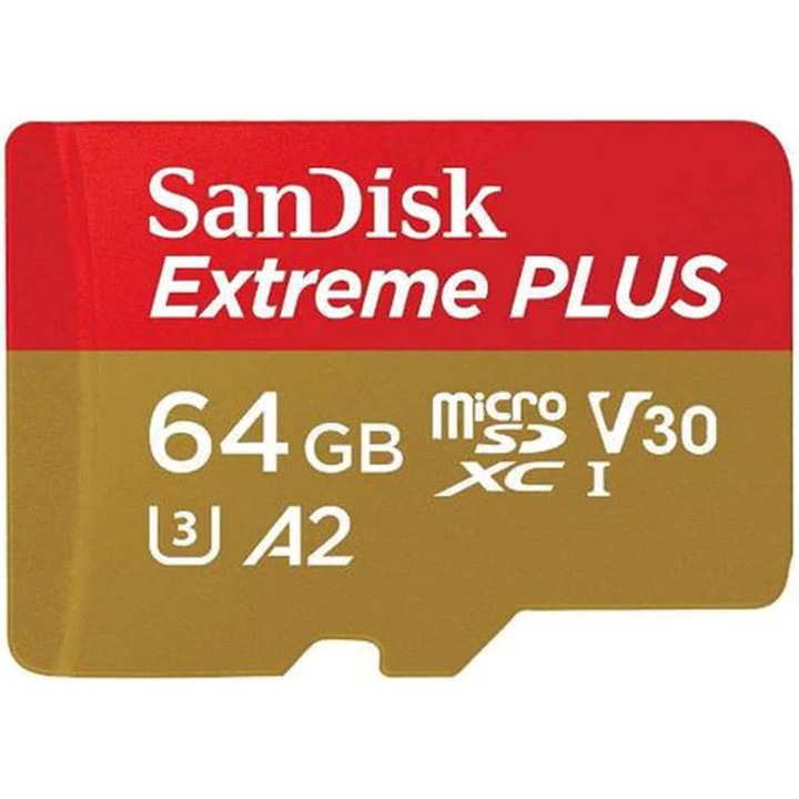 Карта памет SanDisk Extreme Plus 64 GB, Клас 10, UHS-I, U3 + Адаптер, 170 MB/s