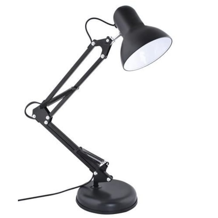 Lampa birou cu suport, culoare neagra, putere maxima 60 W, soclu E27