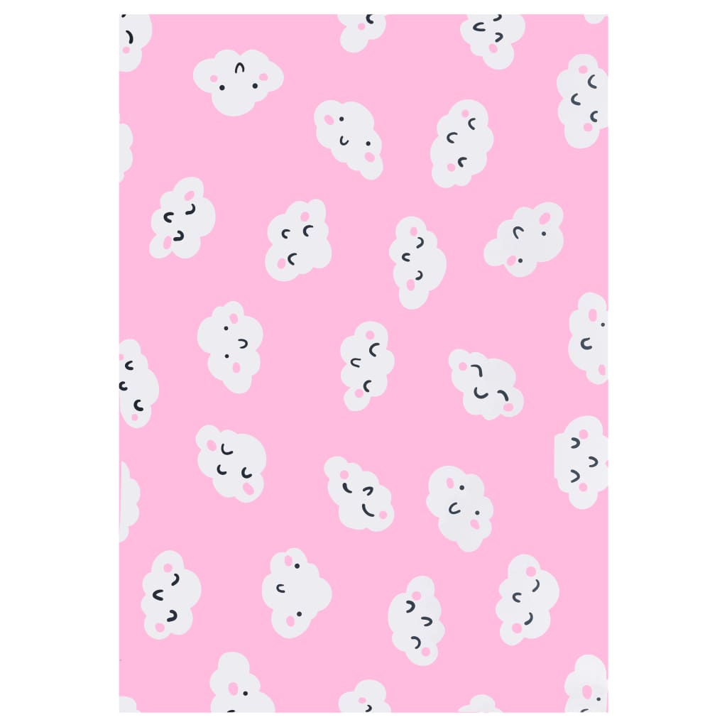 Covor camera copii, motiv nori, vidaXL, Textil, 80 x 150 cm, 140 g / m², Roz/Alb