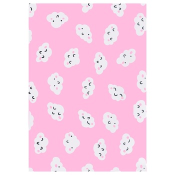 Covor camera copii, motiv nori, vidaXL, Textil, 80 x 150 cm, 140 g / m², Roz/Alb Covor camera copii, motiv nori, vidaXL, Textil, 80 x 150 cm, 140 g / m², Roz/Alb