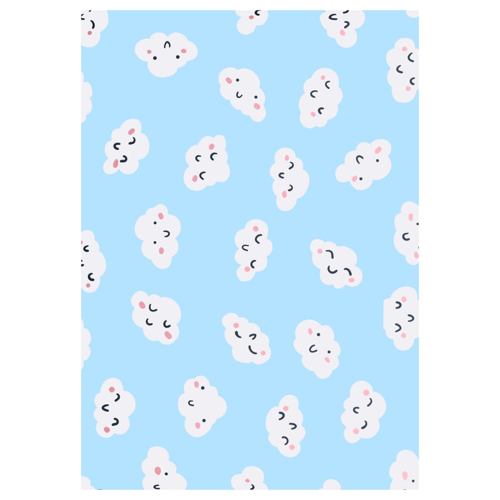 Covor pentru camera copii, model norisori, vidaXL, Poliester, 140 x 200 cm, Albastru/Alb