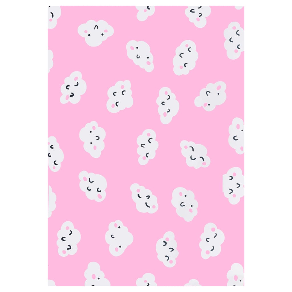 Covor pentru camera copii, model norisori, vidaXL, Poliester, 120 x 160 cm, Roz/Alb