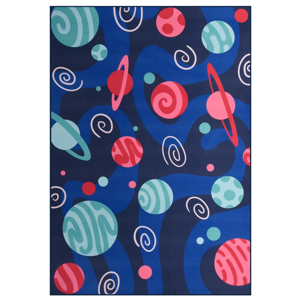 Covor pentru camera copii, model planete, vidaXL, Poliester, 120 x 160 cm, Multicolor