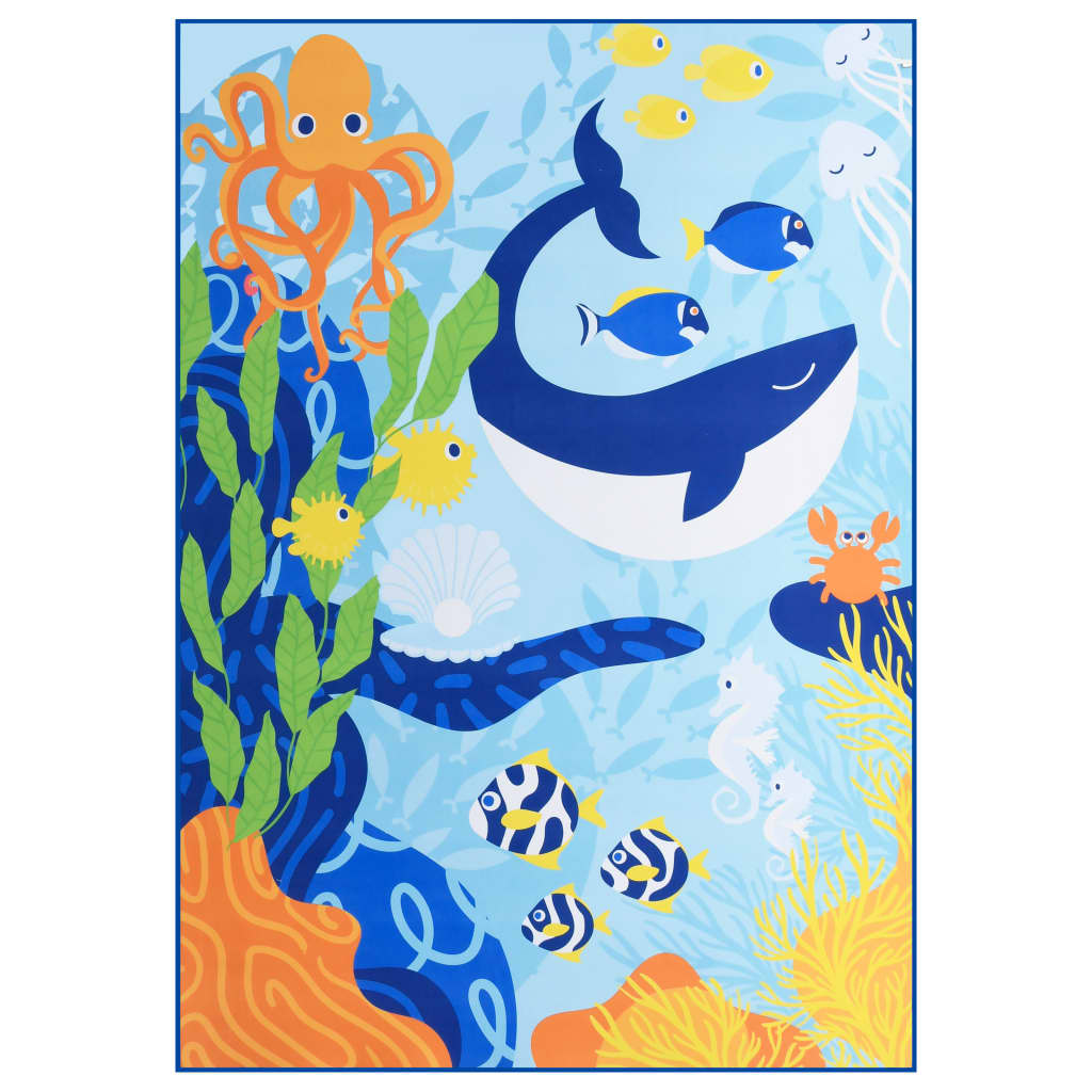 Covor pentru camera copii, model ocean, vidaXL, Poliester, 140 x 200 cm, Multicolor