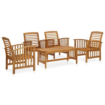Set mobilier de exterior/gradina din 5 piese din lemn masiv de acacia, vidaXL, Lemn, 102 x 50 x 43 cm, Maro Set mobilier de exterior/gradina din 5 piese din lemn masiv de acacia, vidaXL, Lemn, 102 x 50 x 43 cm, Maro