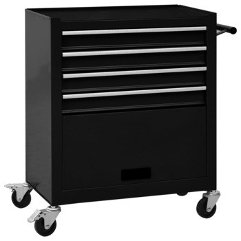 Carucior de scule cu 4 sertare, vidaXL, Otel, 62 x 33 x 76 cm, Negru Carucior de scule cu 4 sertare, vidaXL, Otel, 62 x 33 x 76 cm, Negru