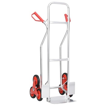Carucior pentru scari manual cu 6 roti, vidaXL, Aluminiu, 51 x 53,5 x 118 cm, Argintiu Carucior pentru scari manual cu 6 roti, vidaXL, Aluminiu, 51 x 53,5 x 118 cm, Argintiu
