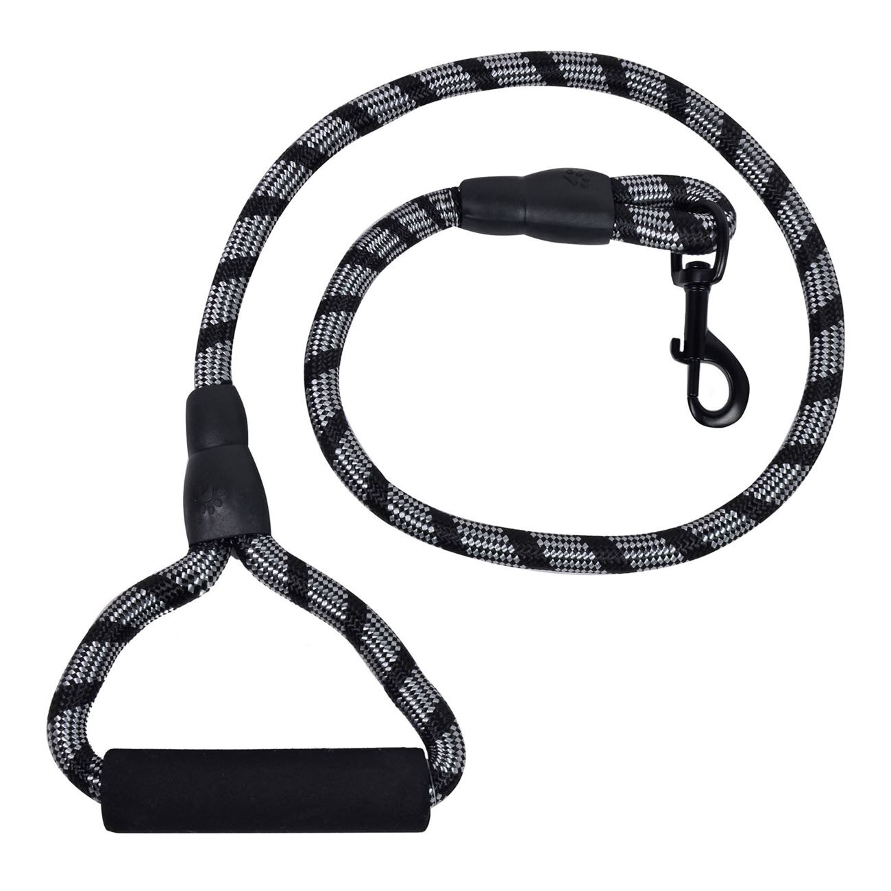 Lesa pentru caini, Zola®, neagra cu model alb, 110x1.6 cm, rezistenta pana la 100 kg