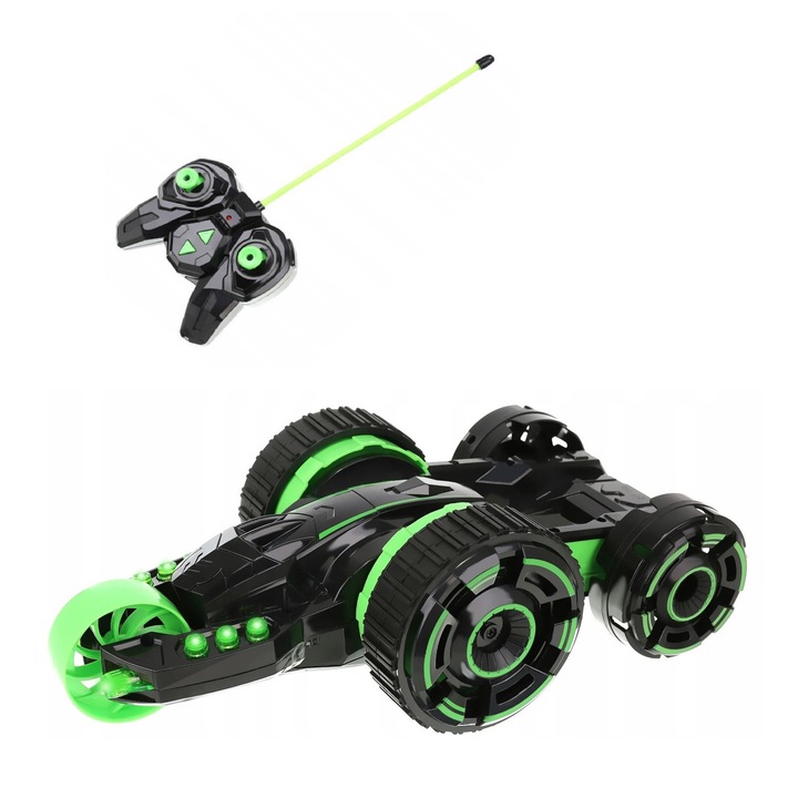 Masinuta cu telecomanda, Zola®, pentru acrobatii, rotire 360 grade, cu lumini, 30x15x9,5cm