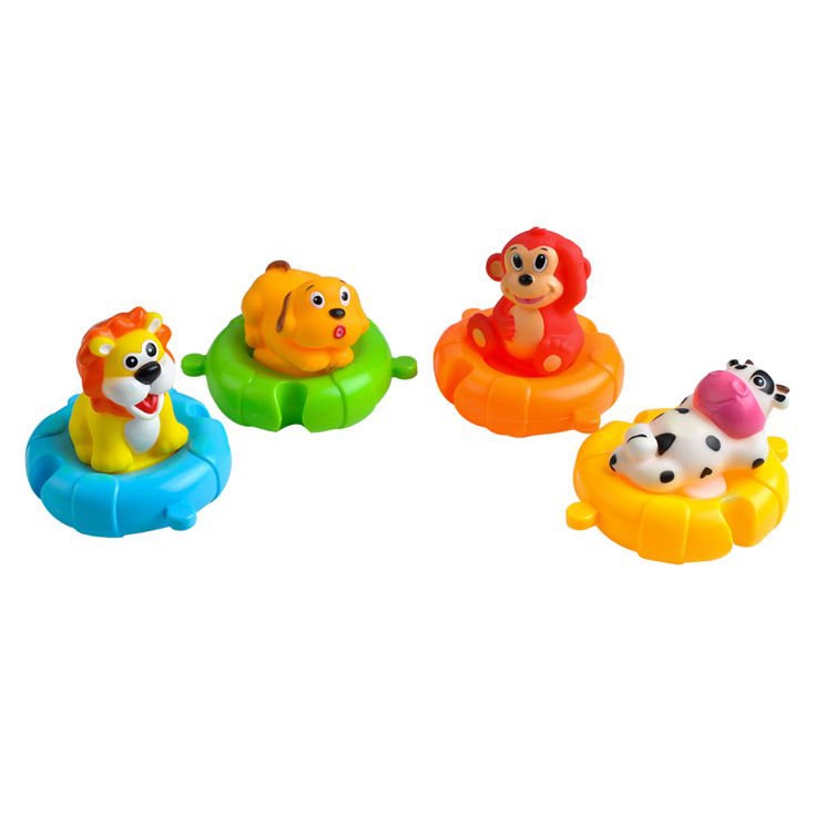 Set 8 jucarii de baie, Zola®, 4 animalute si 4 colaci de salvare, frumos colorate