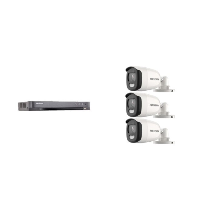 Kit supraveghere video Hikvision 5MP, cu 3 camere 5MP de exterior/interior MK393