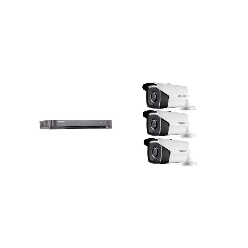Kit supraveghere video Hikvision 5MP, cu 3 camere 5MP de exterior/interior MK377