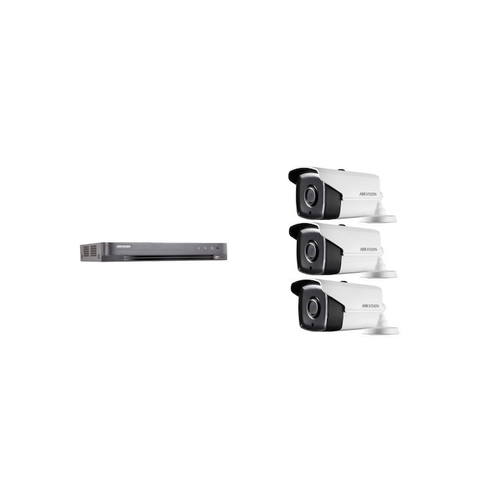 Kit supraveghere video Hikvision 5MP, cu 1 camera 5MP de exterior/interior MK489