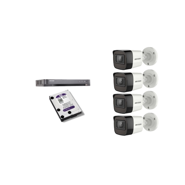Kit - Sistem Supraveghere Video ColorVU HIKVISION - 2 camere - HDD inclus