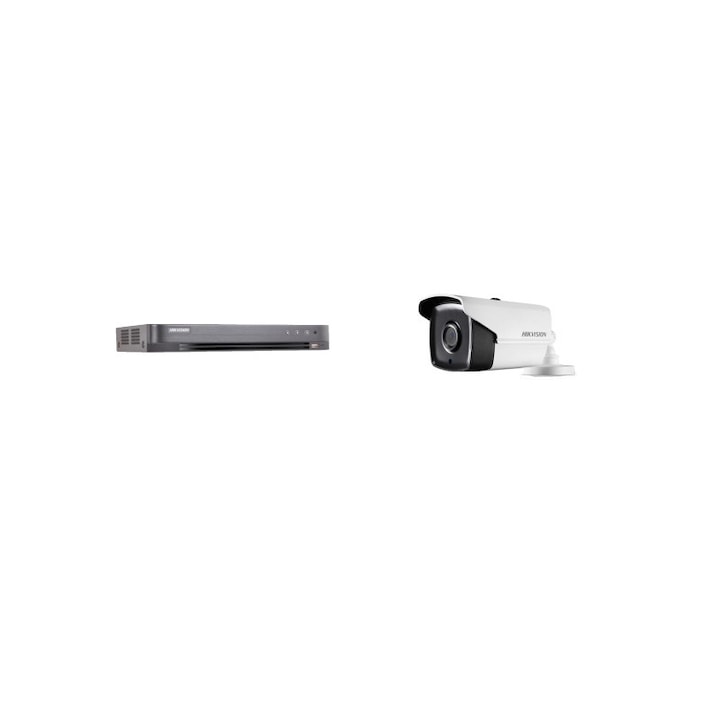 Kit supraveghere video Hikvision 5MP, cu 1 camera 5MP de exterior/interior MK465