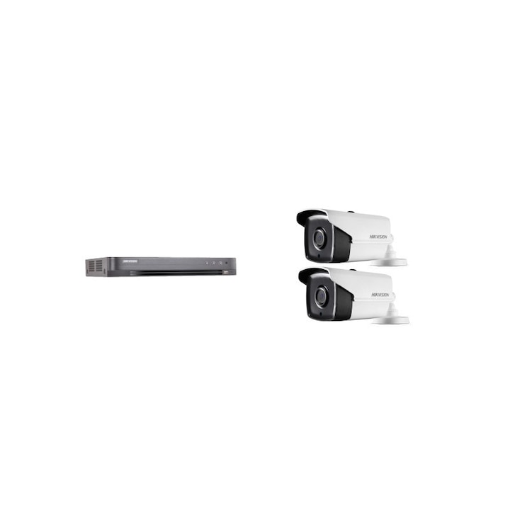 Kit supraveghere video Hikvision 5MP, cu 1 camera 5MP de exterior/interior si HDD 1 TB MK415