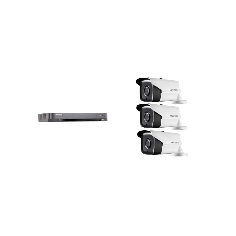 Kit supraveghere video Hikvision 5MP, cu 3 camere 5MP de exterior/interior MK381