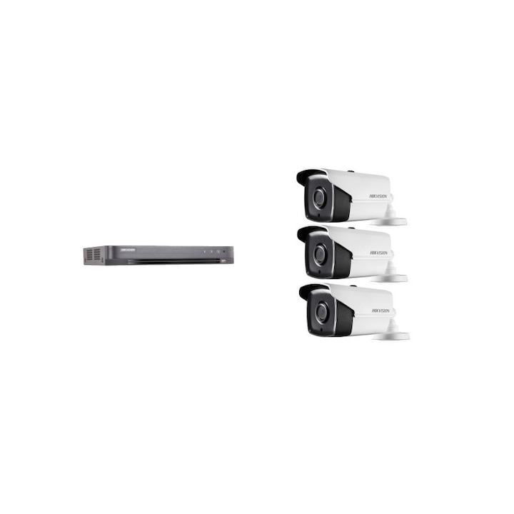 Kit Supraveghere full HD 1080P cu 2 Camere Exterior Exir 80m + DVR 4 canale video / 1 canal audio