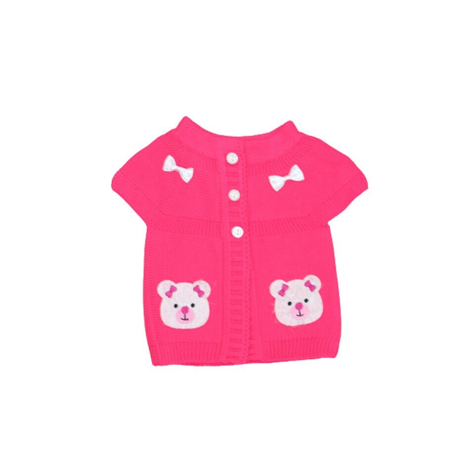 Vesta tricotata, roz, ursulet cu fundita