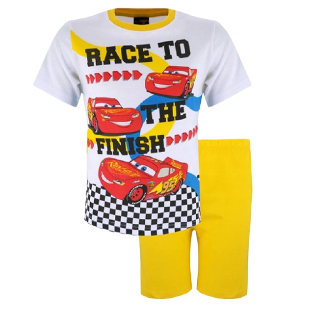 Pijama maneca scurta, Cars the finish, galbena