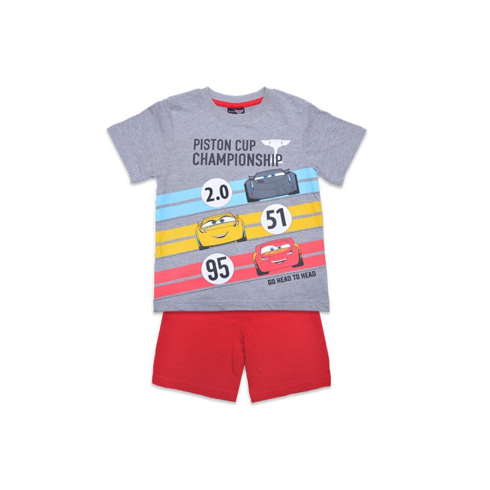 Pijama maneca scurta, Go Head to Head, gri cu rosu