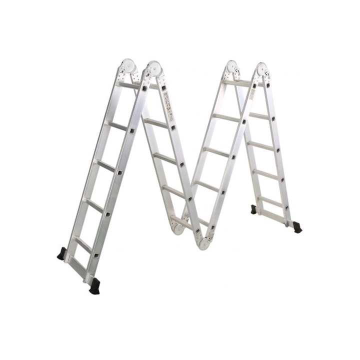 Multifunkcionális professzionális létra 4x5 lépcsős, STRATEGIC, 5,8 m, alumínium, összecsukható