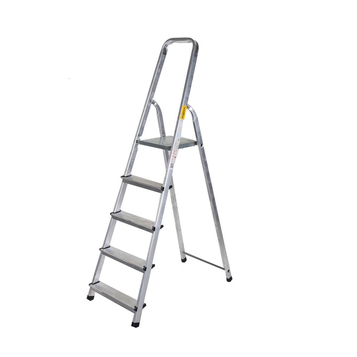 Scara pliabila din aluminiu 5 trepte, 4 trepte + platforma, inaltime 0.97 m