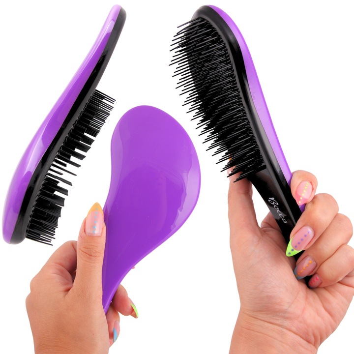 Perie Pentru Par, Bocca, Nu Trage Parul, Maner Ergonomic, Ideala Pentru Descalcirea Parului Ud, Delicata Pentru Scalp, Ideala Pentru Utilizare Zilnica, Confortabila, Violet