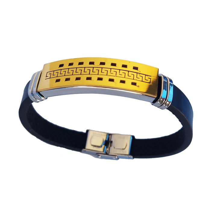 Bratara din piele ecologica, Inox, A4B42