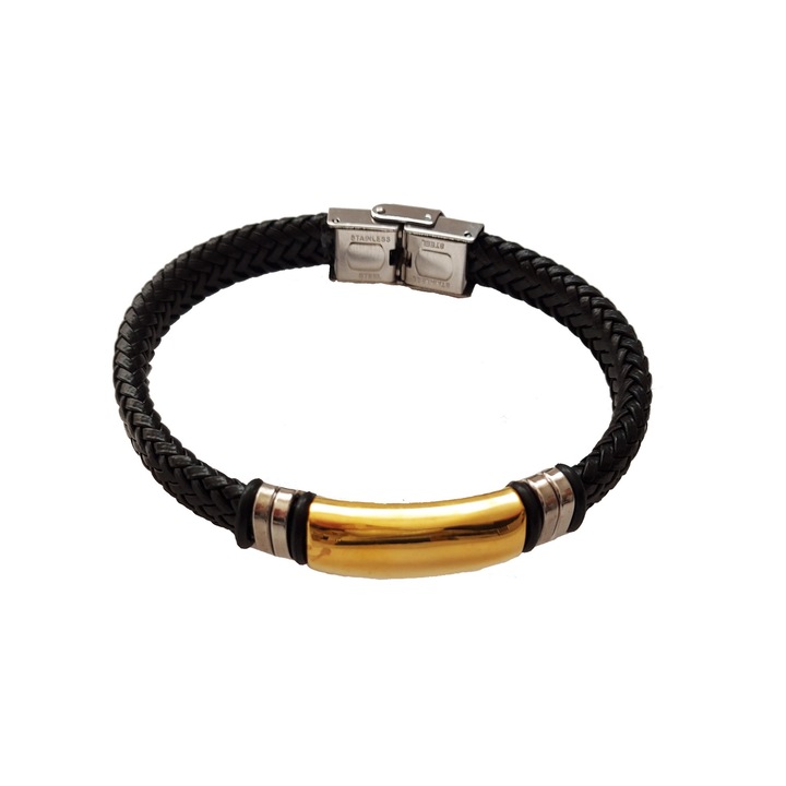 Bratara din piele ecologica, Inox, A4B47