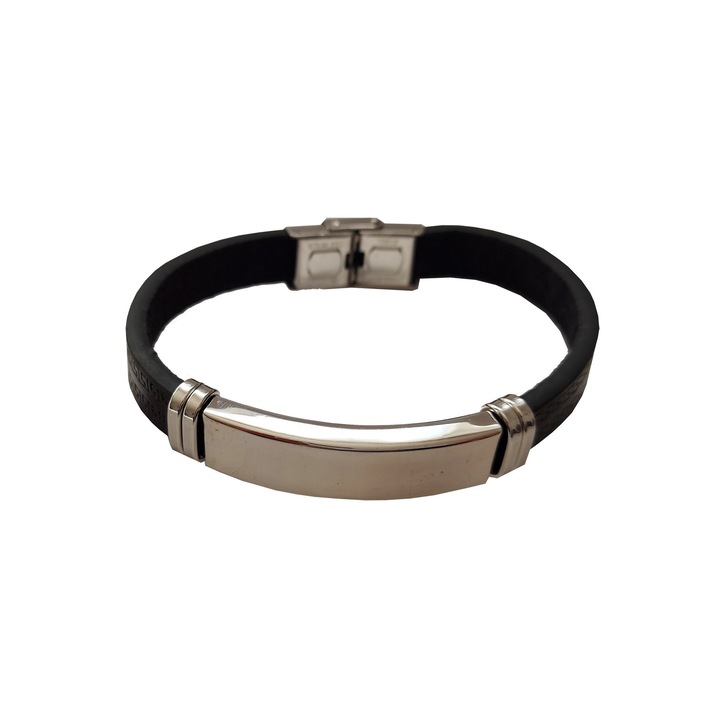 Ökológiai bőr karkötő, rozsdamentes acél, A4B55