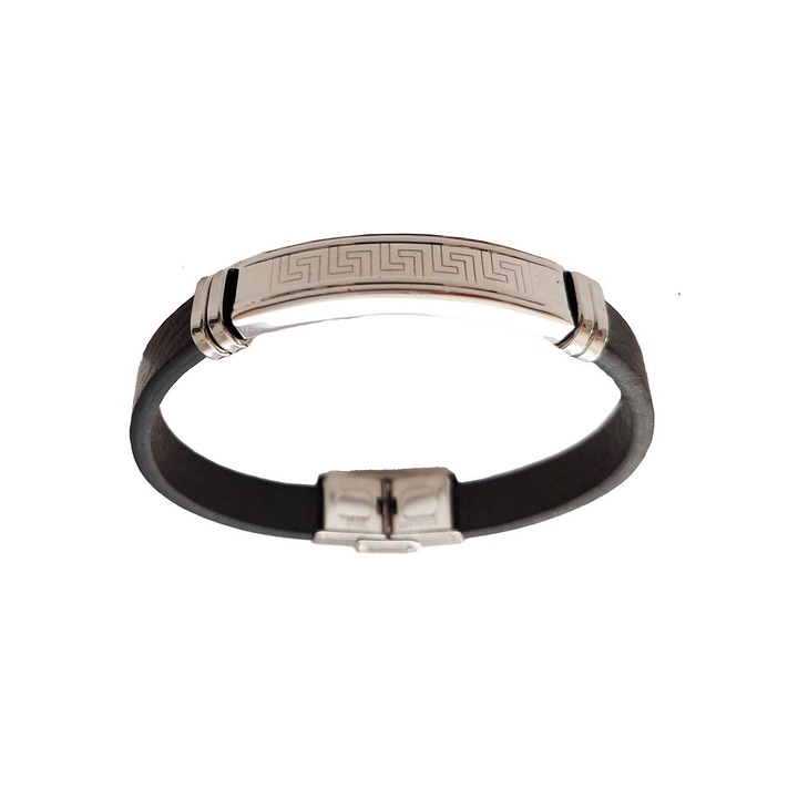 Bratara din piele ecologica, Tribale, Inox, A4B76