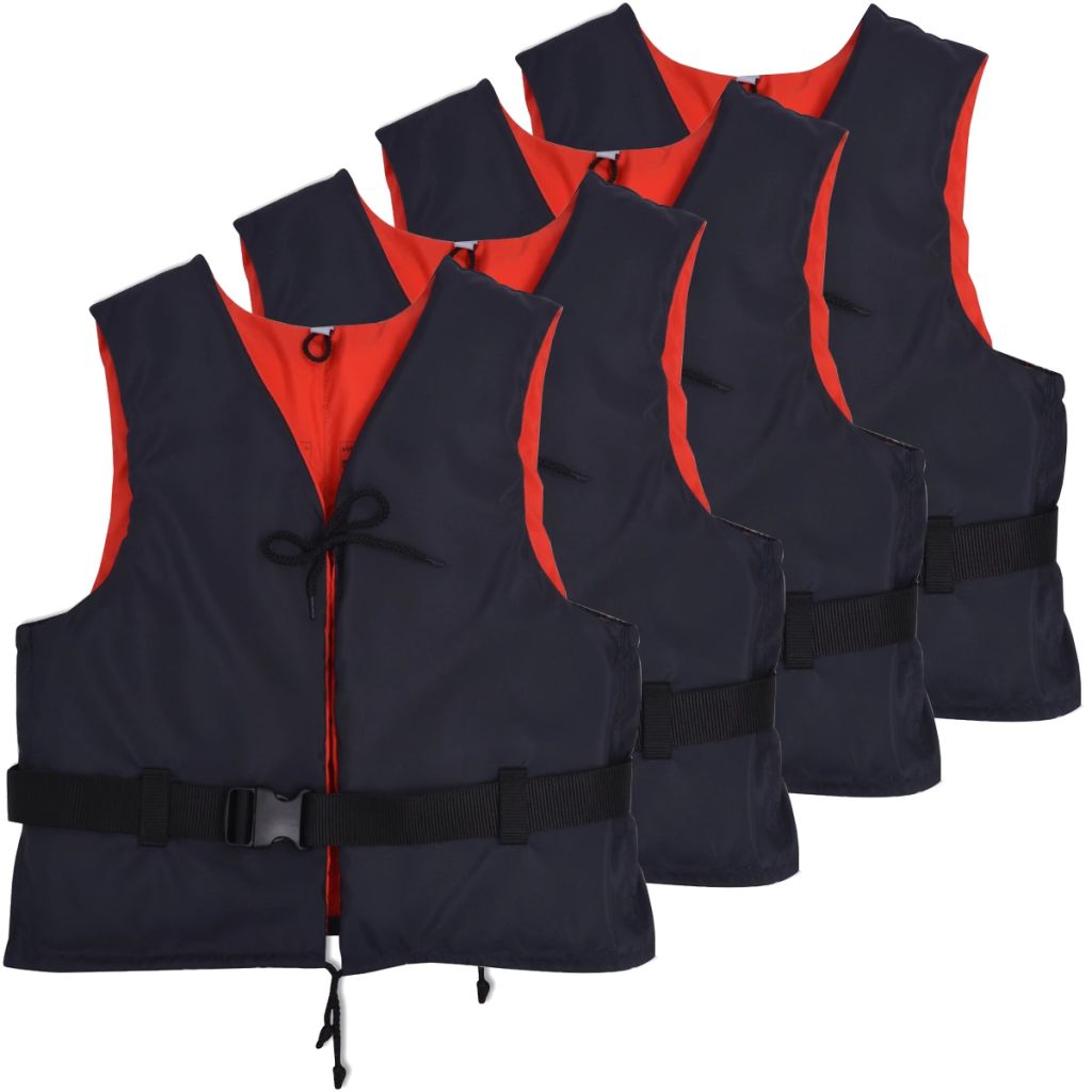 Set de 4 veste de salvare, vidaXL, nivel performanta 50, S, Poliester, Albastru