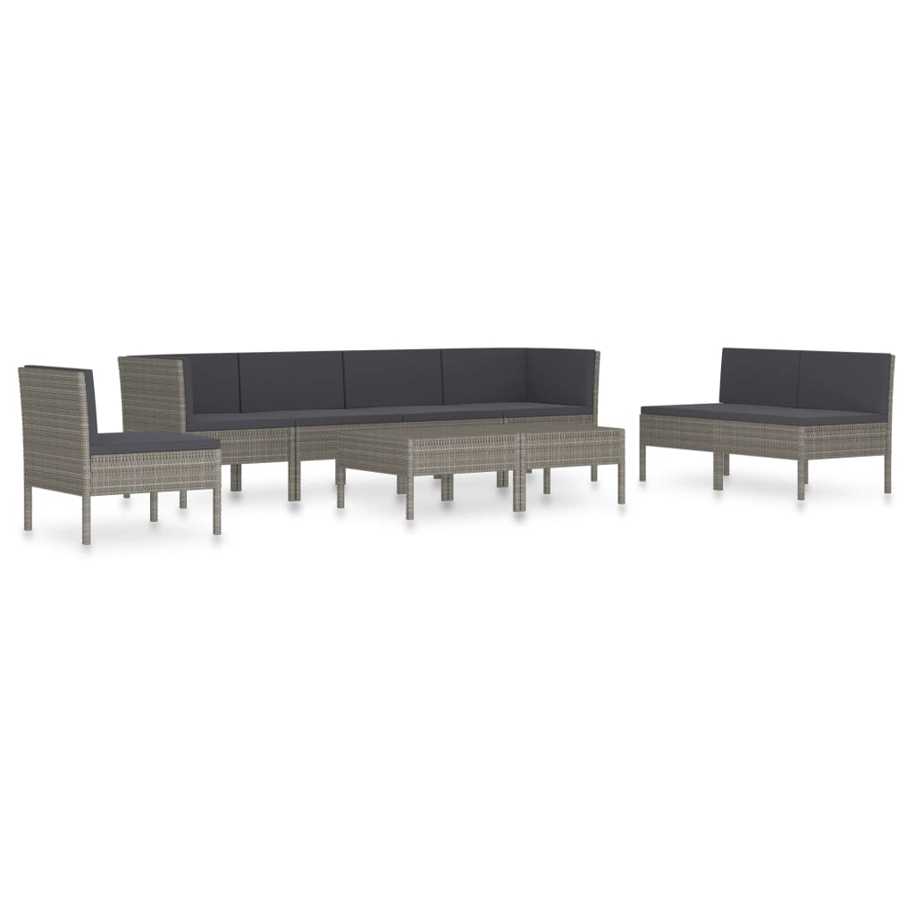 Set mobilier de gradina din 9 piese cu perne antracit, vidaXL, Poliratan, 57 x 69 x 69 cm, Gri