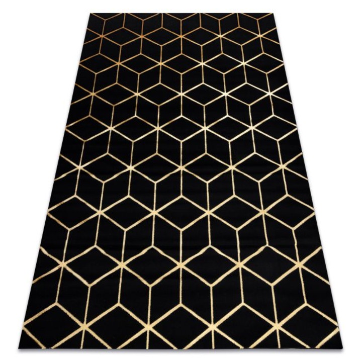 Szőnyeg Modern Gloss 3d 409c 86 kocka elegáns, glamour, art deco fekete / arany, 240x330 cm