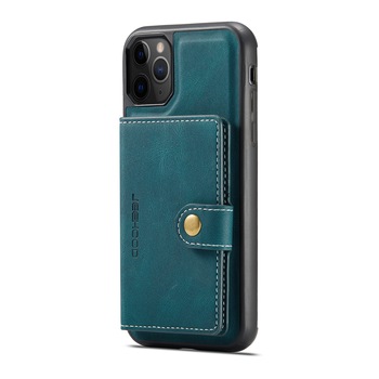 Husa pentru iPhone 11 Pro, piele cu textura moale, back cover, mini portofel detasabil, CaseMe, Albastru