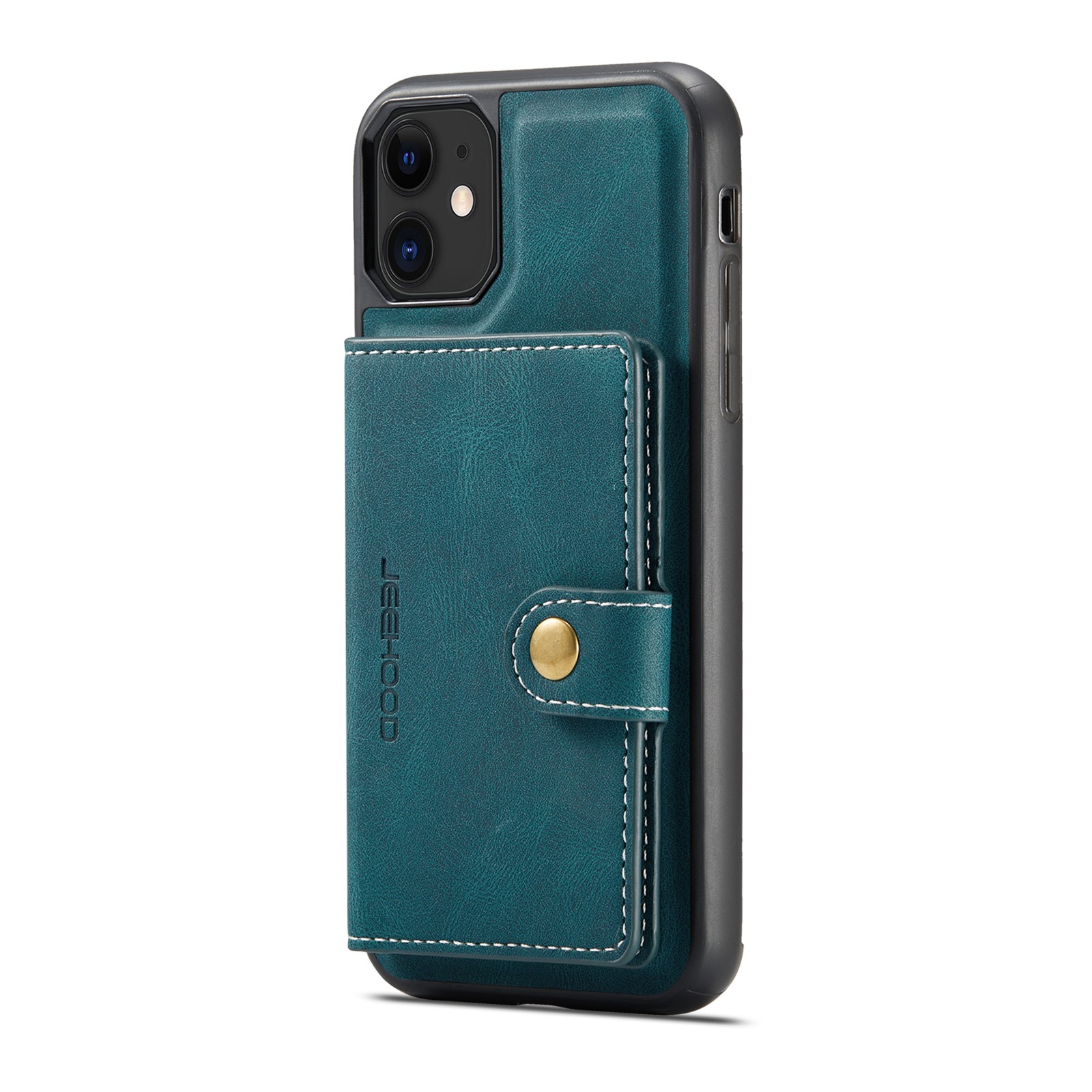 Husa pentru iPhone 11, piele cu textura moale, back cover, mini portofel detasabil, CaseMe, Albastru
